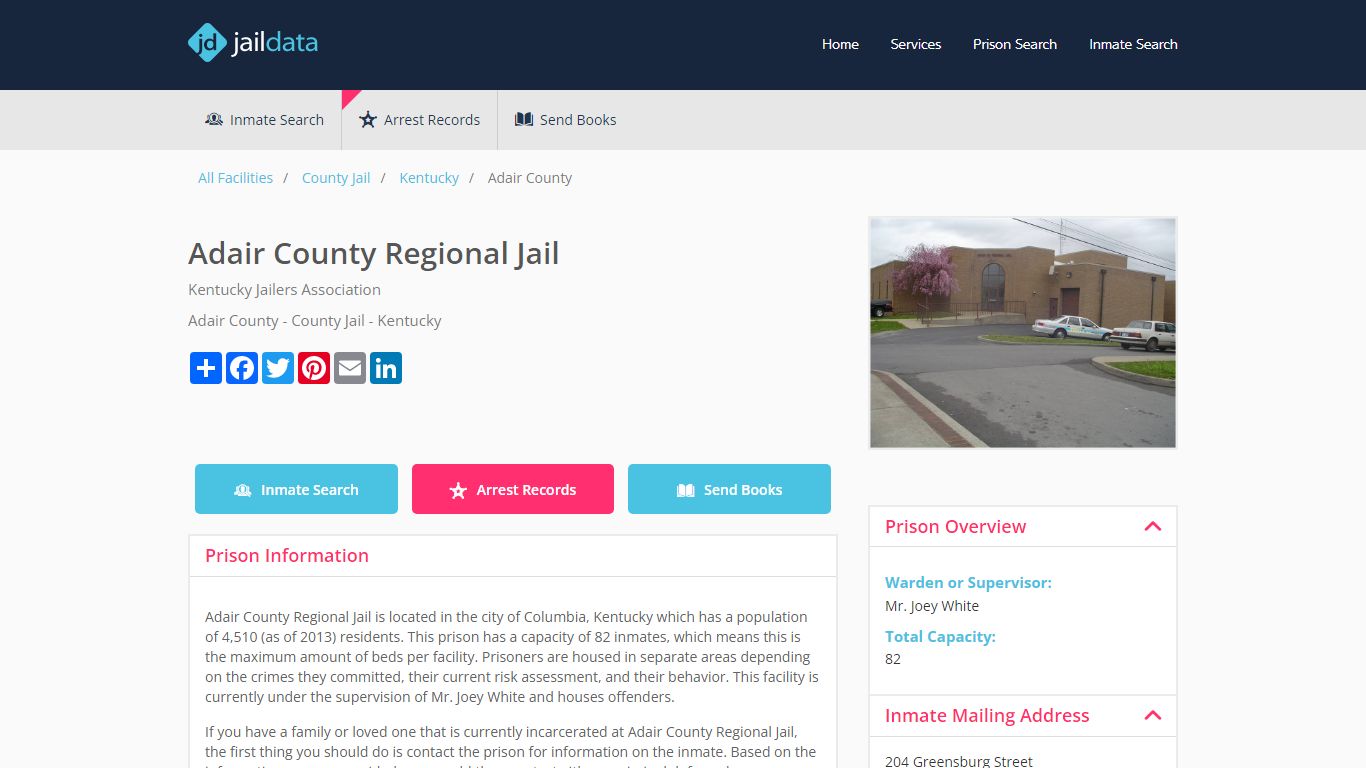 Adair County Regional Jail Inmate Search and Prisoner Info - Columbia, KY