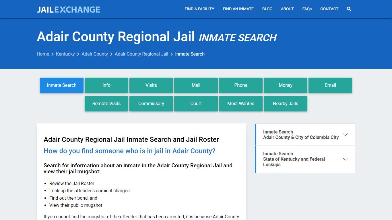 Adair County Regional Jail Inmate Search - Jail Exchange